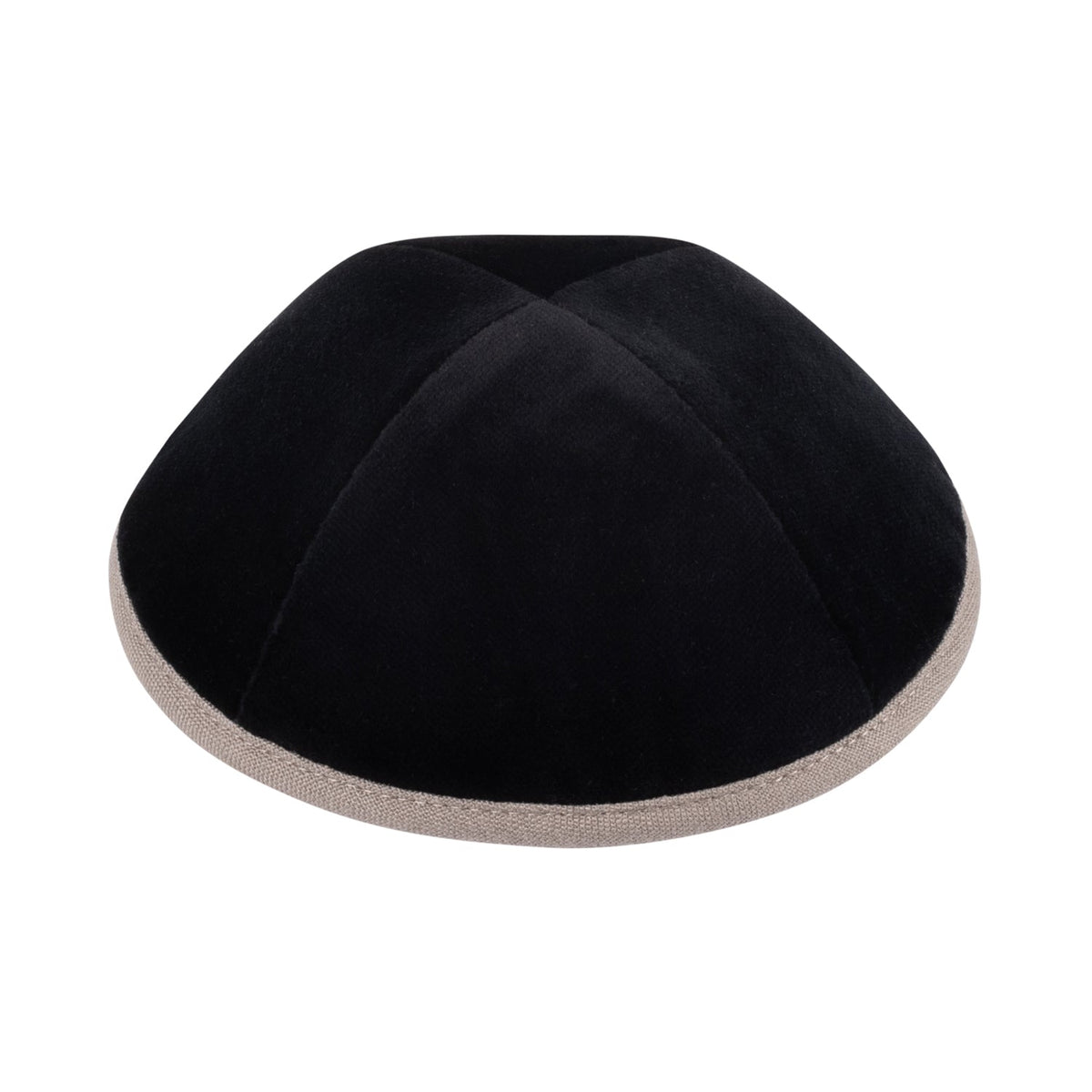iKippah Black Velvet W/ Earth Gray Linen Rim