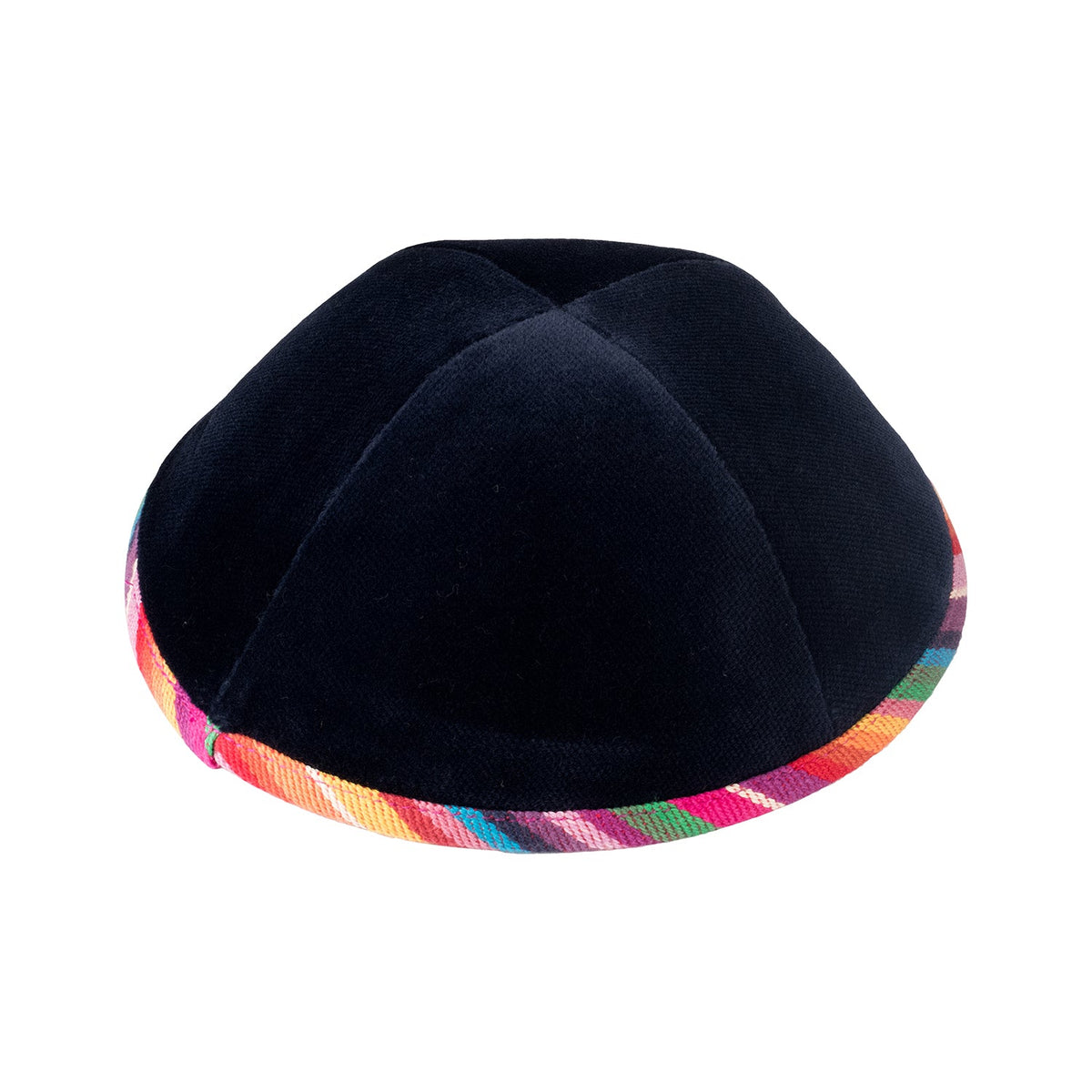 iKippah Navy Velvet W/ Colorful Rim