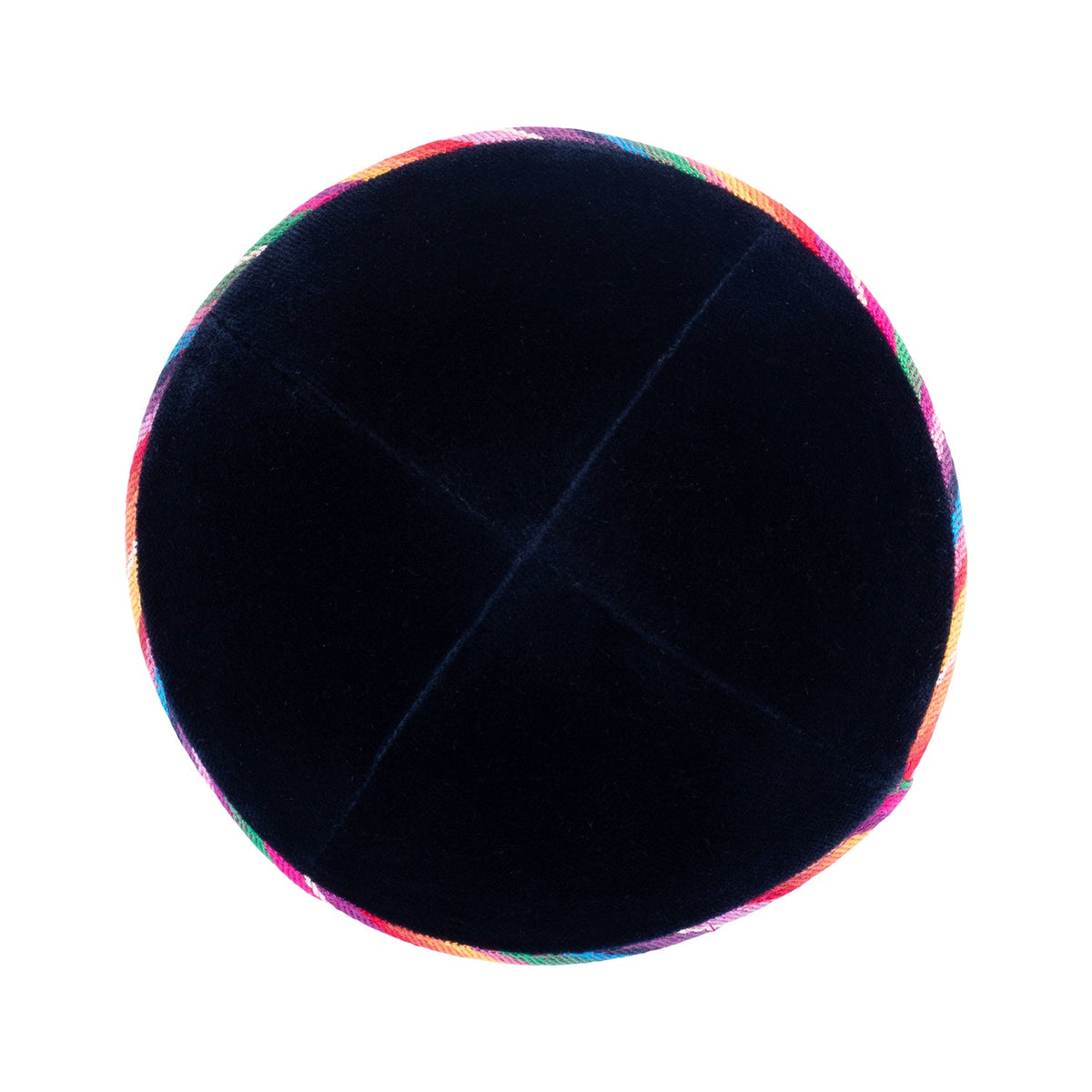 iKippah Navy Velvet W/ Colorful Rim