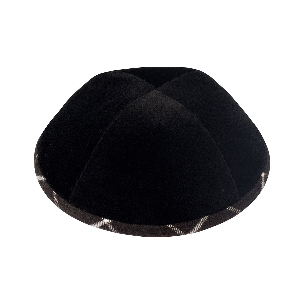 iKippah Black Velvet W/ Black Plaid Rim