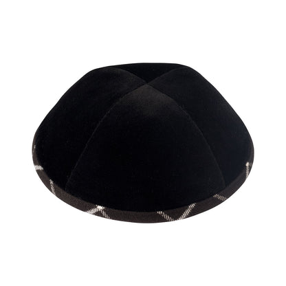 iKippah Black Velvet W/ Black Plaid Rim