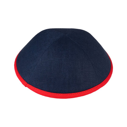 iKippah Navy Linen W/ Red Rim