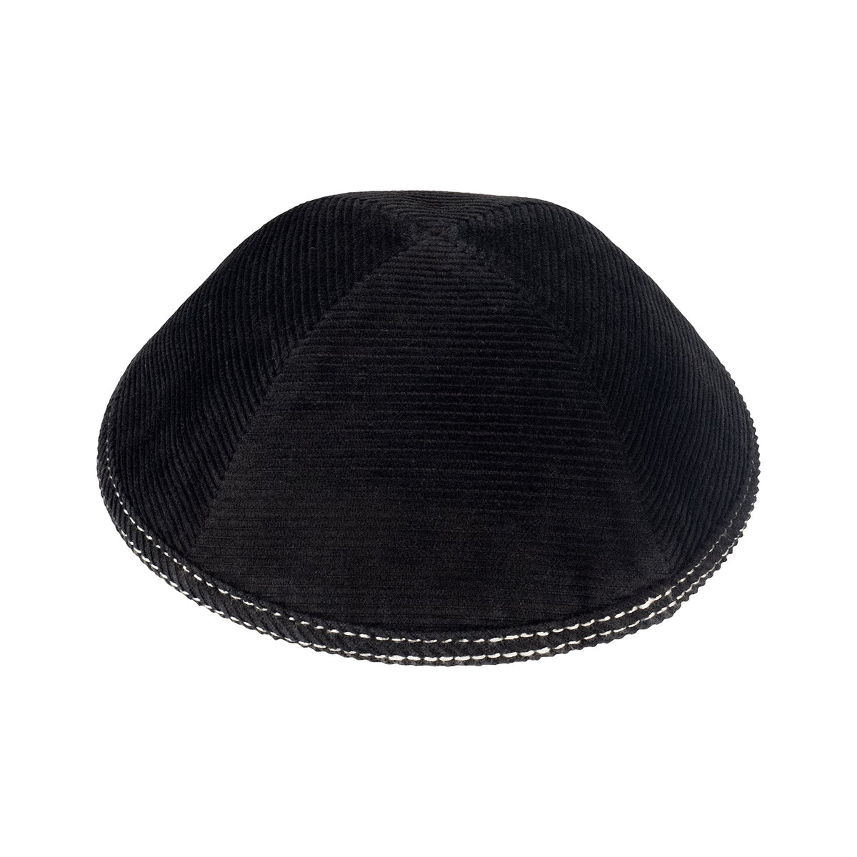 iKippah Black Corduroy W/ White Stitch