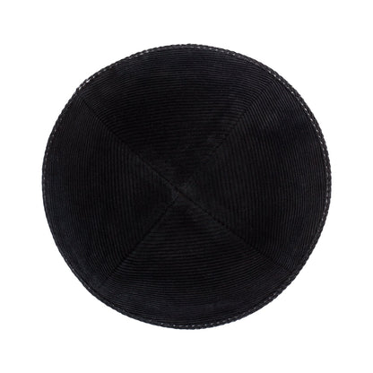 iKippah Black Corduroy W/ White Stitch