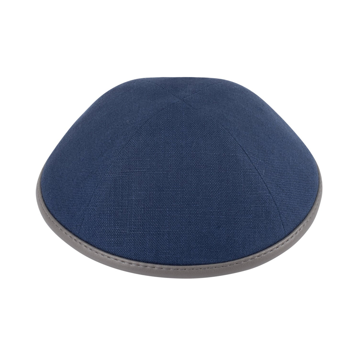 iKippah Navy Linen W/ Gray Leather Rim