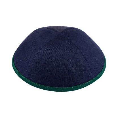 iKippah Navy Linen W/ Colored Rims