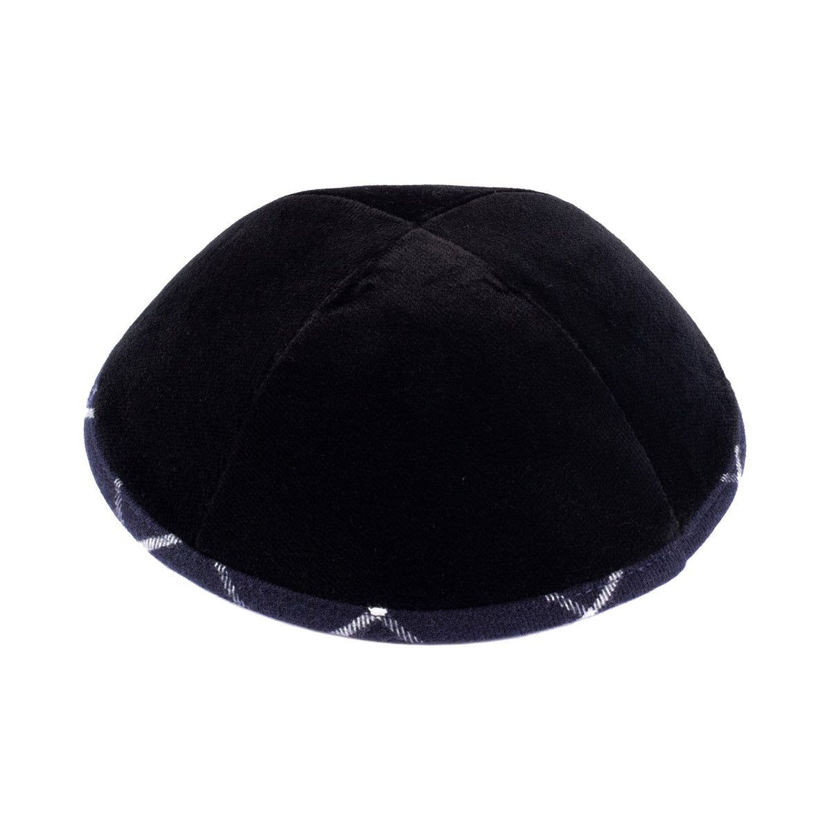 iKippah Black Velvet W/ Navy Plaid Rim