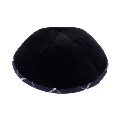 iKippah Black Velvet W/ Navy Plaid Rim