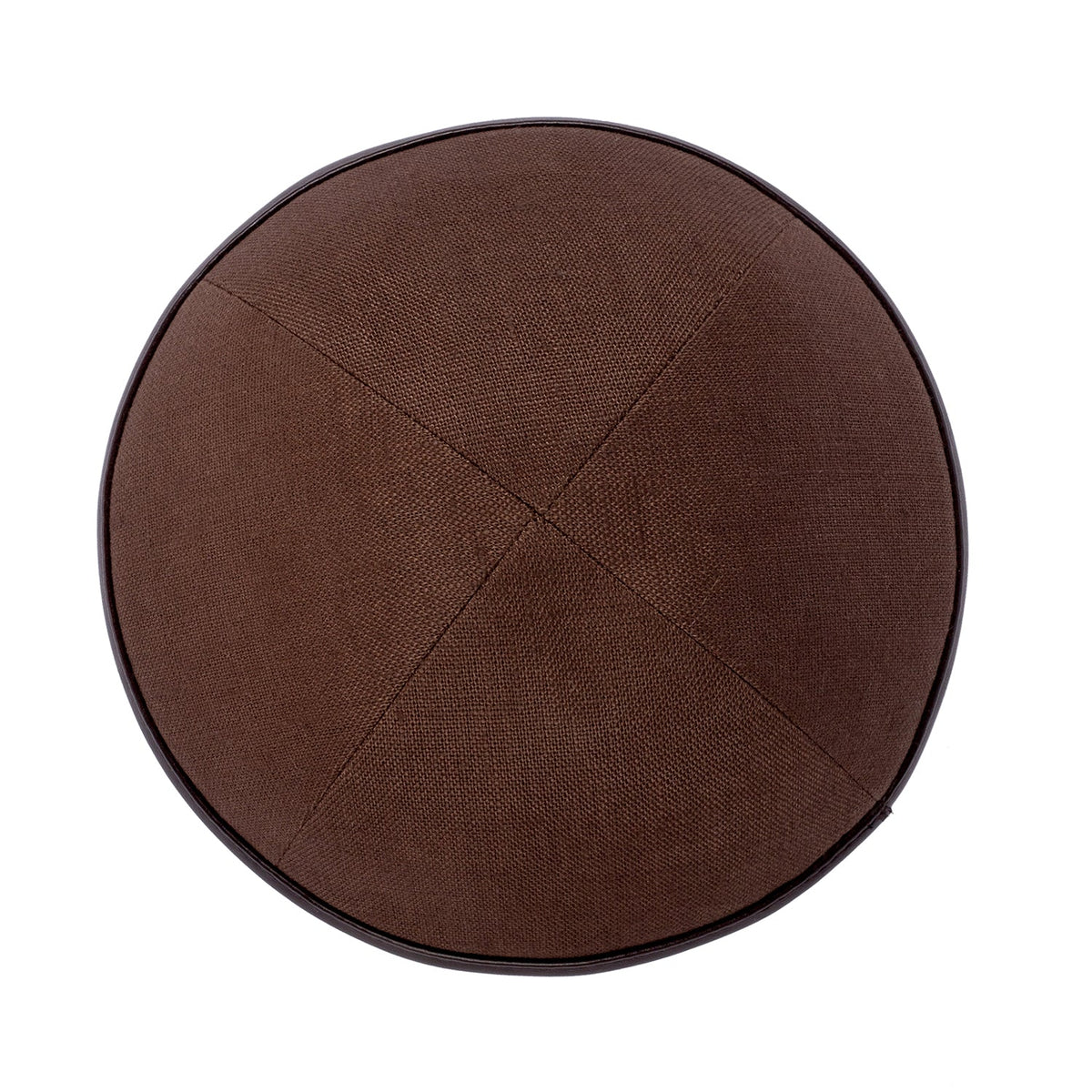 iKippah Brown Linen W/ Brown Leather Rim