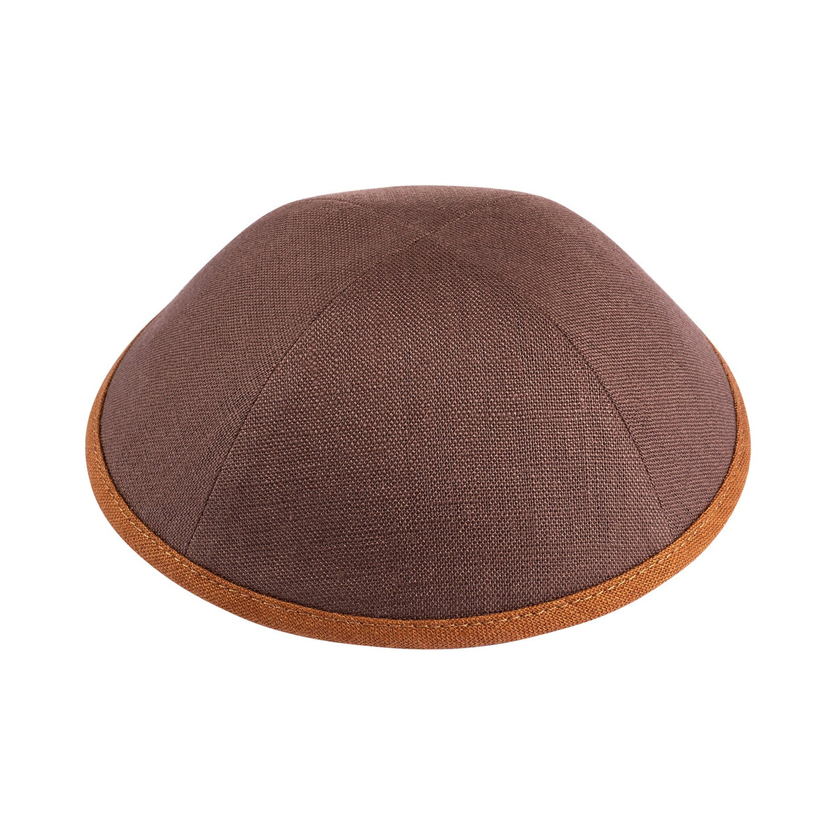 iKippah Brown Linen W/ Camel Rim