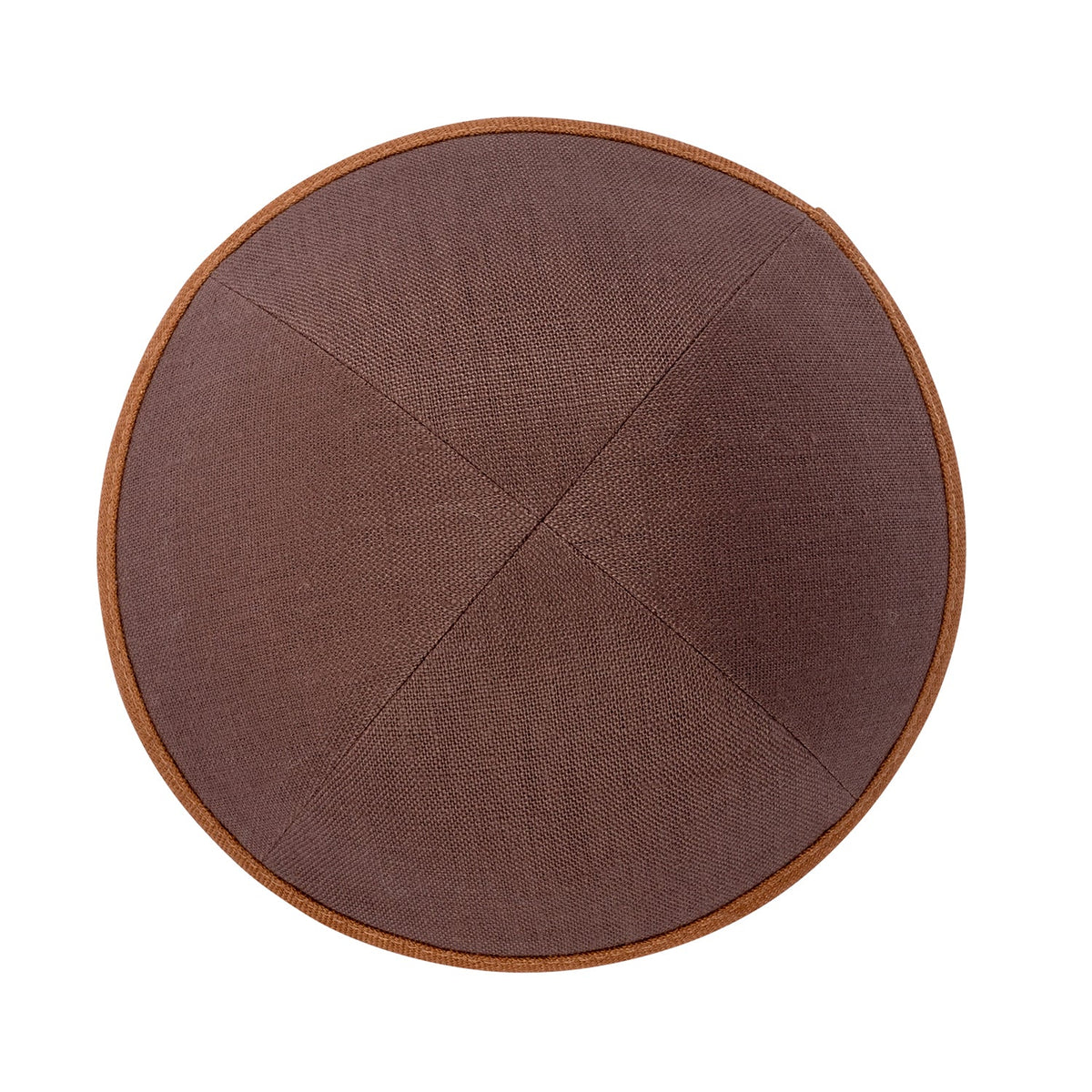 iKippah Brown Linen W/ Camel Rim