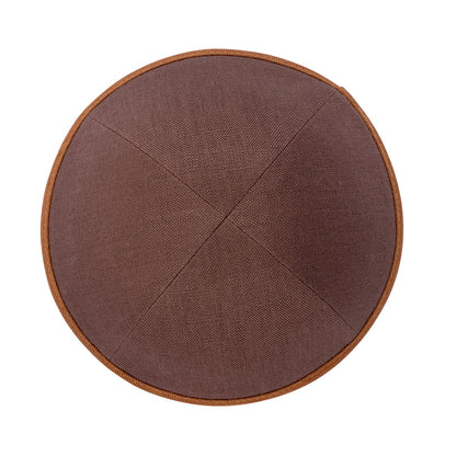 iKippah Brown Linen W/ Camel Rim