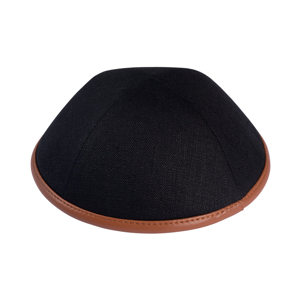iKippah Black Linen W/ Leather Rim