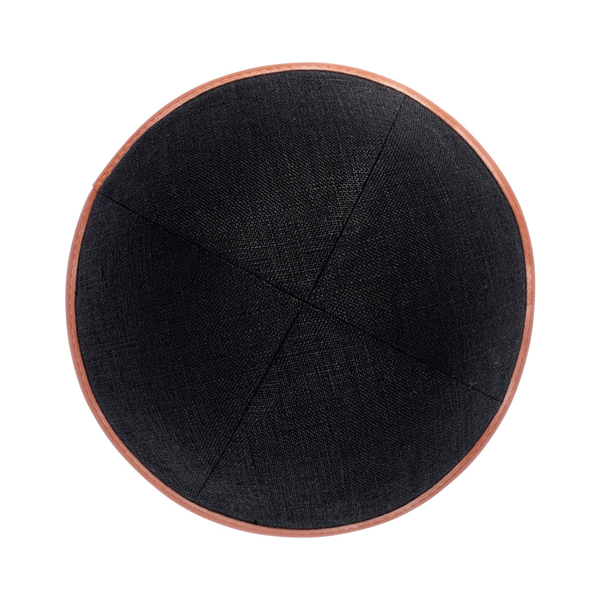 iKippah Black Linen W/ Leather Rim