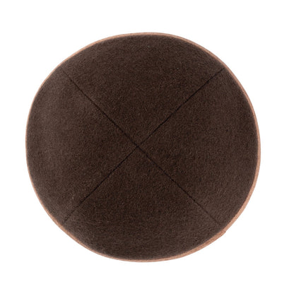 iKippah Brown Wool W/ Camel Rim