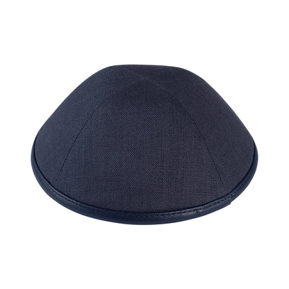 iKippah Charcoal Gray Linen W/ Leather Rim