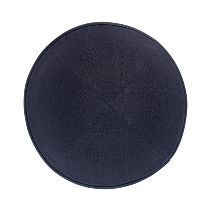 iKippah Charcoal Gray Linen W/ Leather Rim