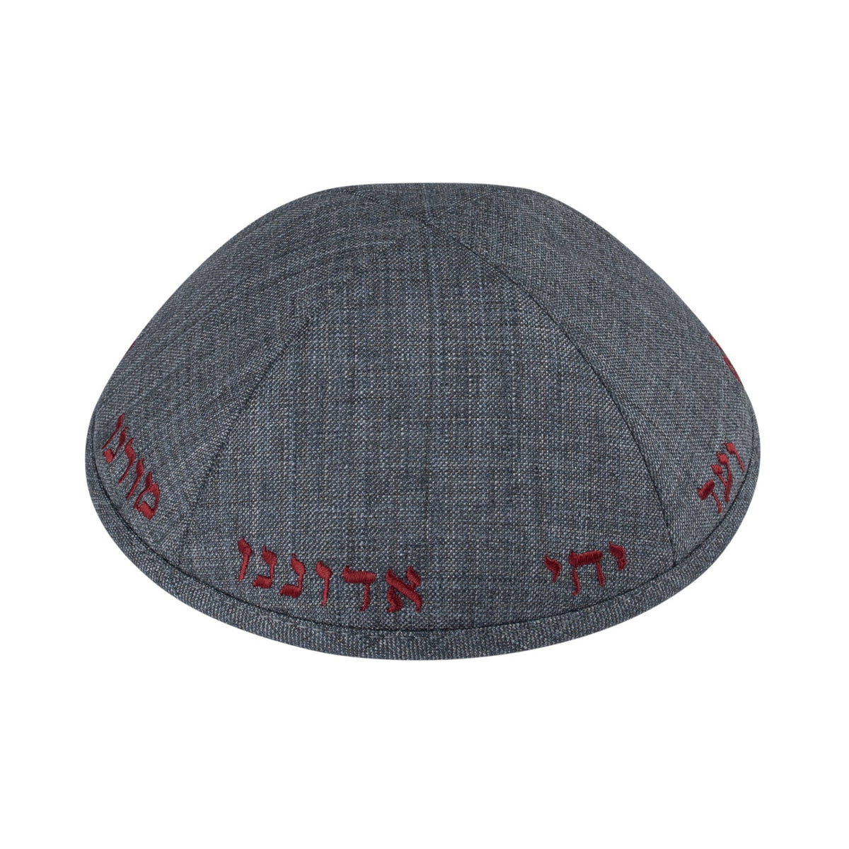iKippah Yechi Gray Suiting W/ Red Embroidery
