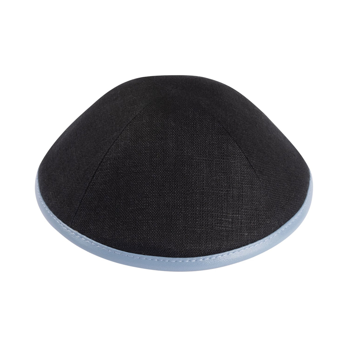iKippah Black Linen W/ Blue Gray Leather Rim