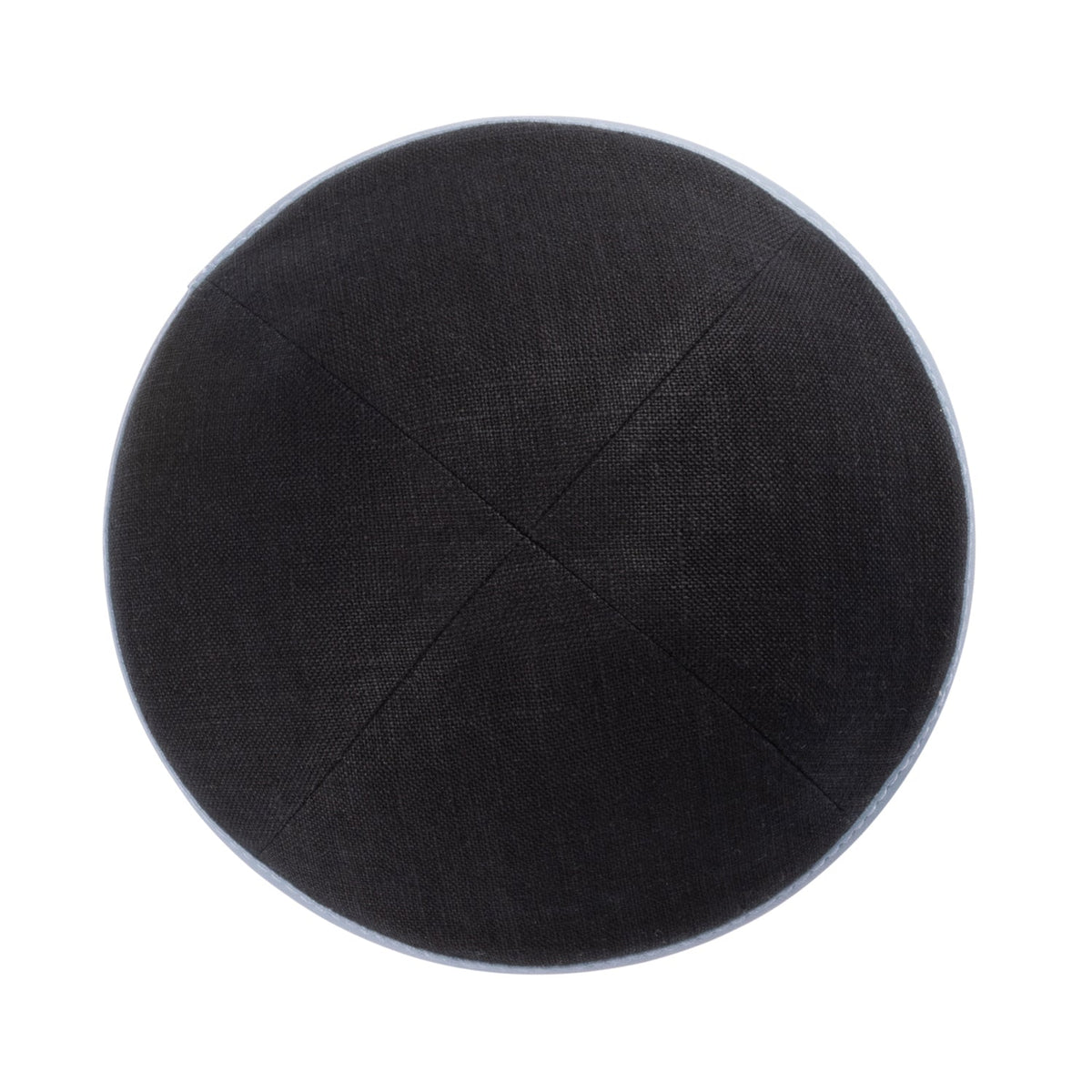 iKippah Black Linen W/ Blue Gray Leather Rim