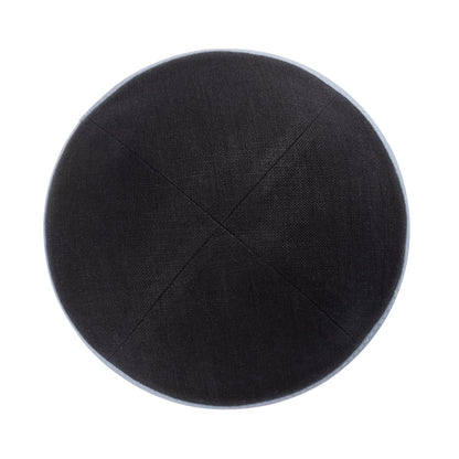 iKippah Black Linen W/ Blue Gray Leather Rim
