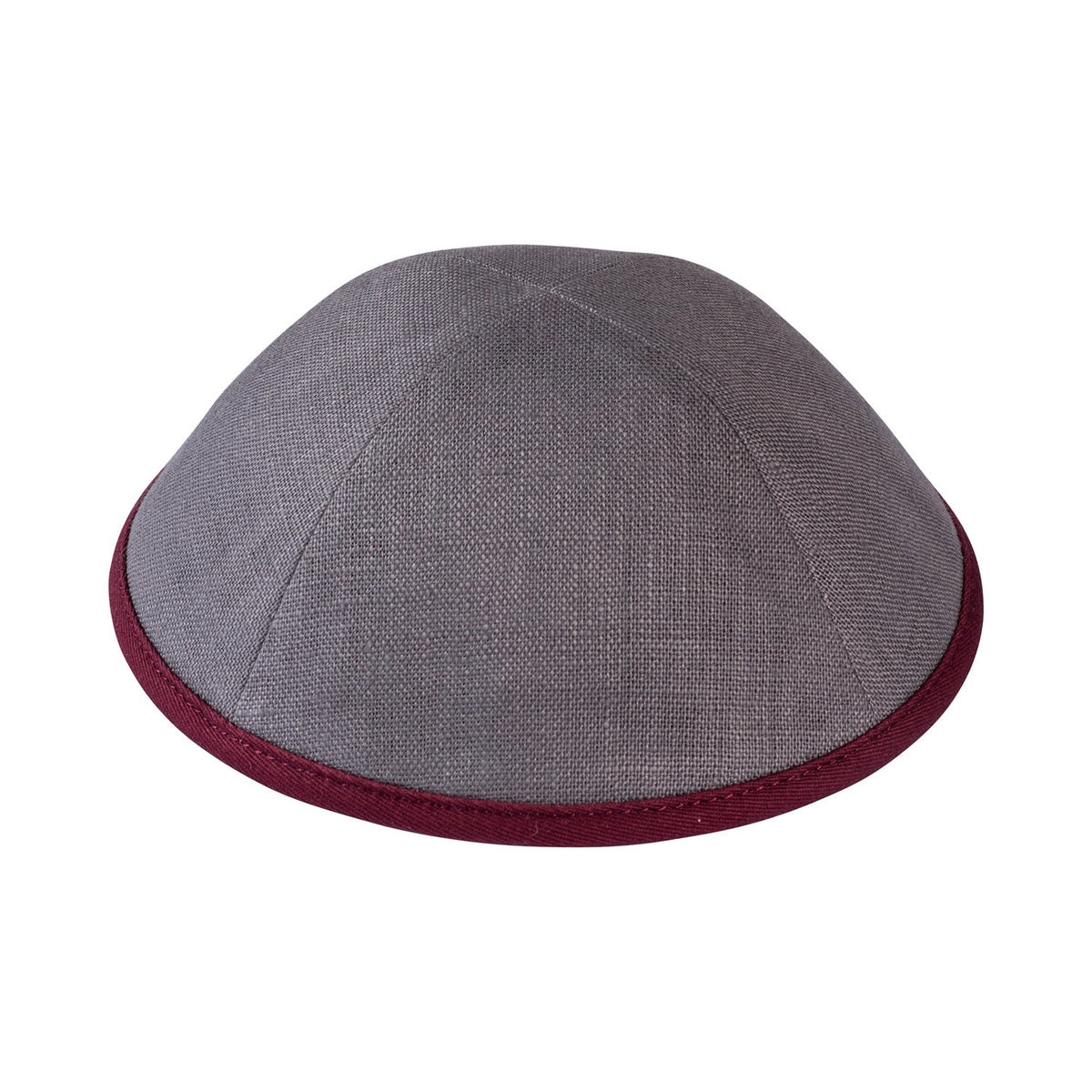 iKippah Gray Linen W/ Burgundy Rim