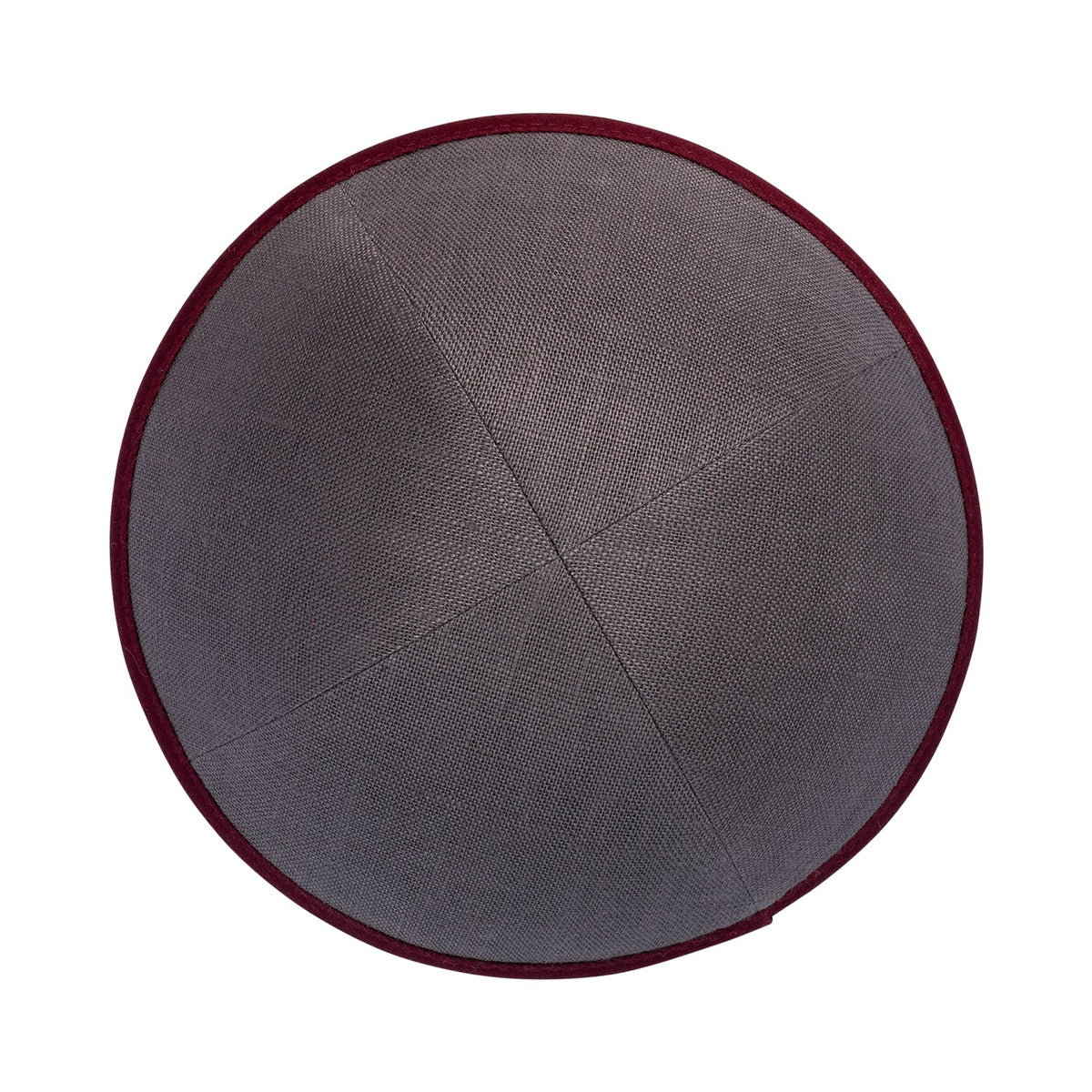 iKippah Gray Linen W/ Burgundy Rim
