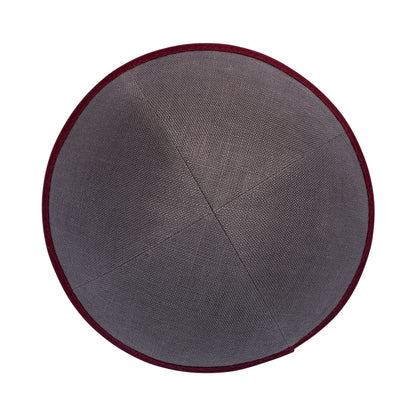 iKippah Gray Linen W/ Burgundy Rim