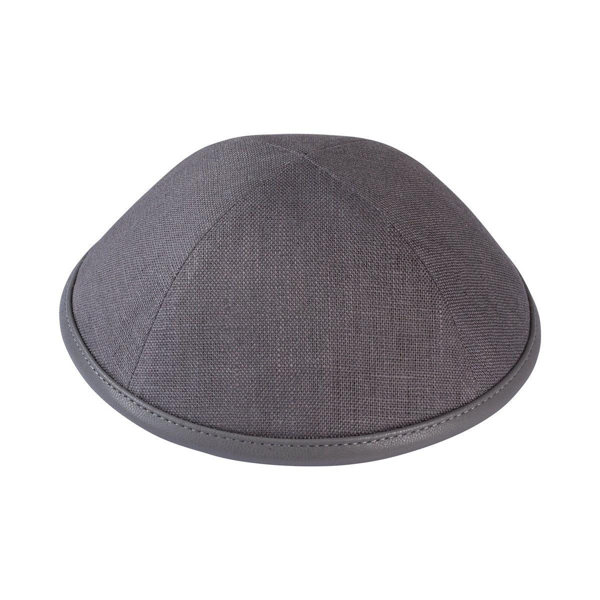 iKippah Gray Linen With Leather Rim