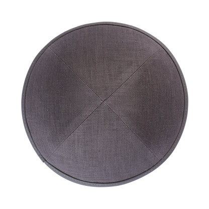 iKippah Gray Linen With Leather Rim