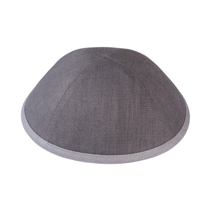 iKippah Gray Linen W/ Light Gray Rim