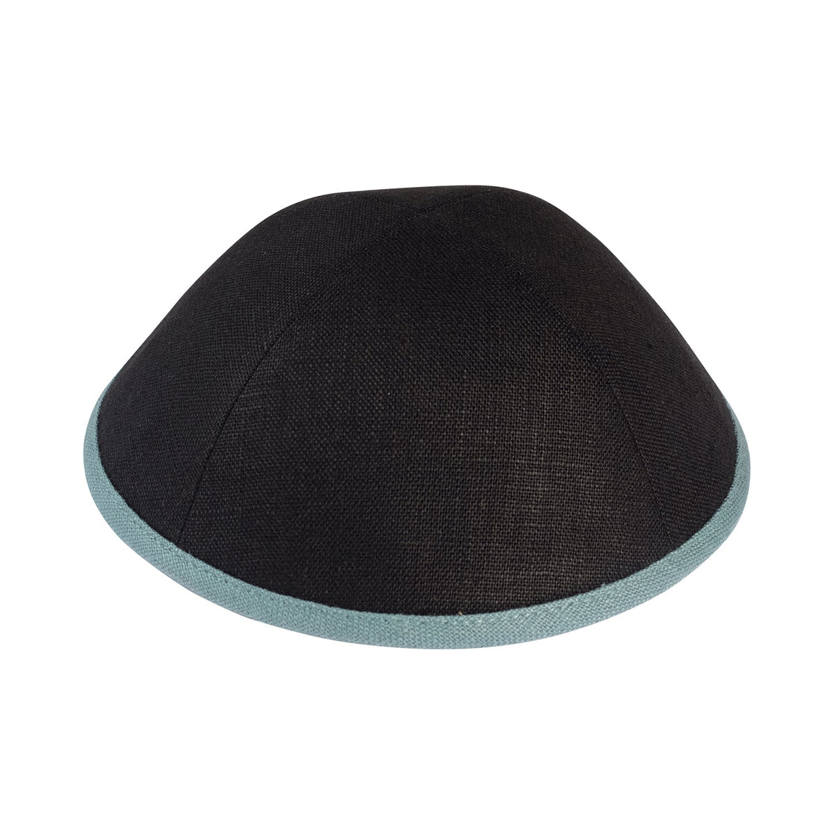 iKippah Black Linen W/ Sea Green Rim