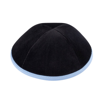 iKippah Black Velvet W/ Sky Blue Rim