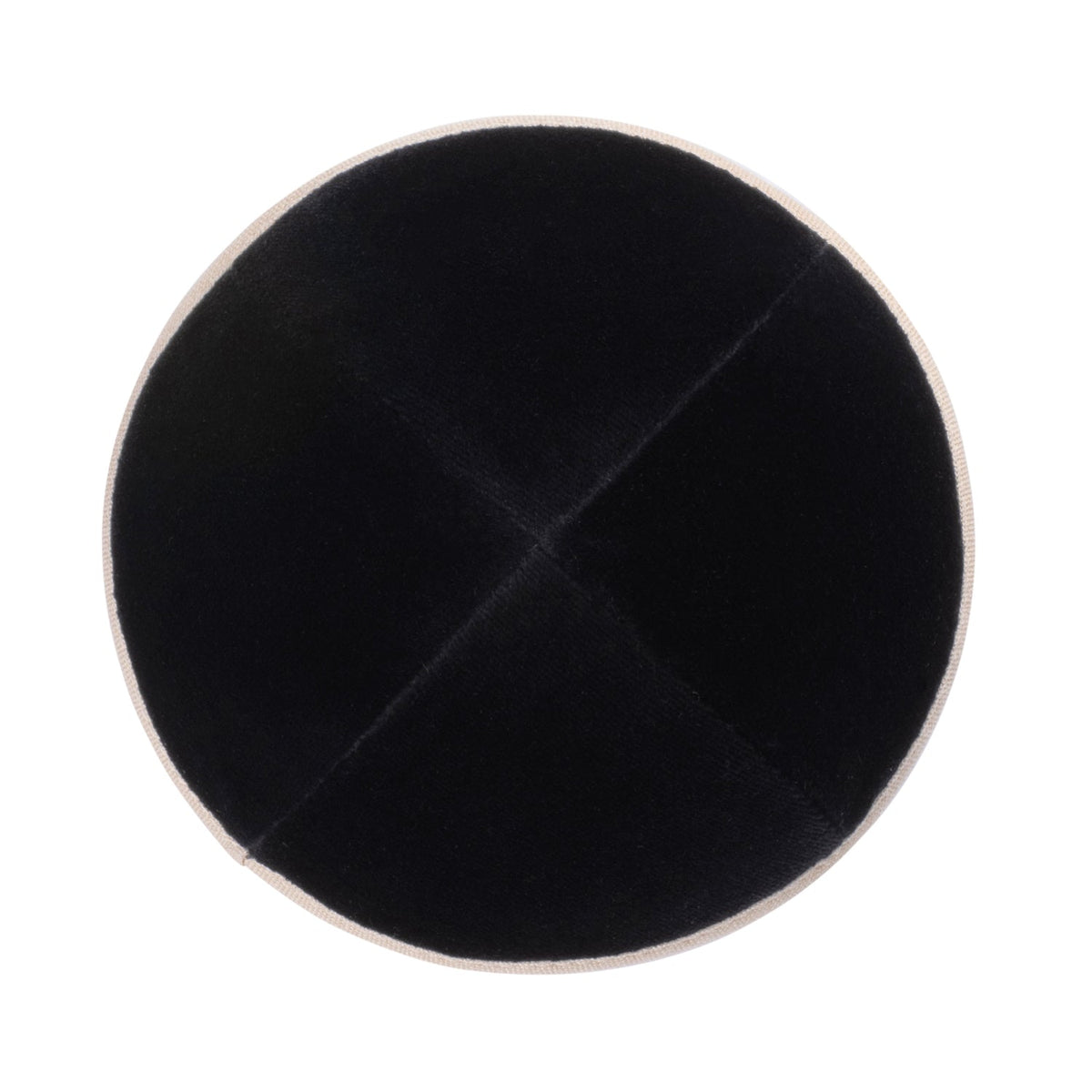 iKippah Black Velvet W/ Beige Linen Rim