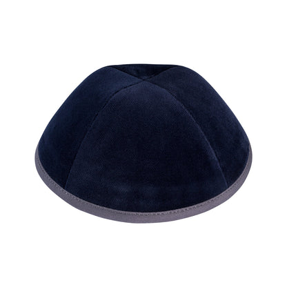 iKippah Navy Velvet W/ Gray Rim