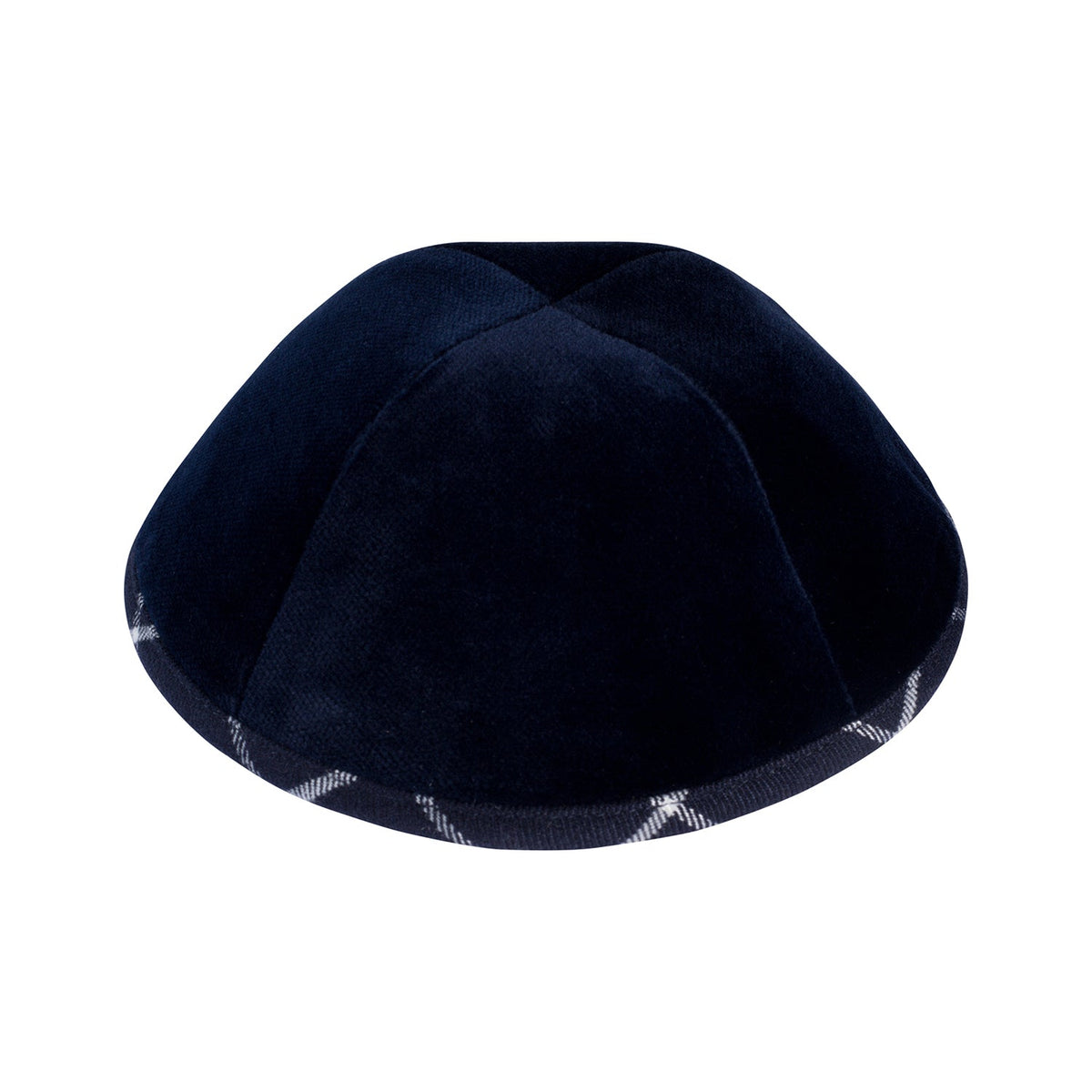 iKippah Navy Velvet W/ Plaid Rim