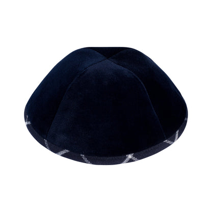 iKippah Navy Velvet W/ Plaid Rim