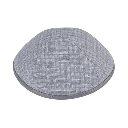 iKippah Gray Plaid W/ Gray Leather Rim
