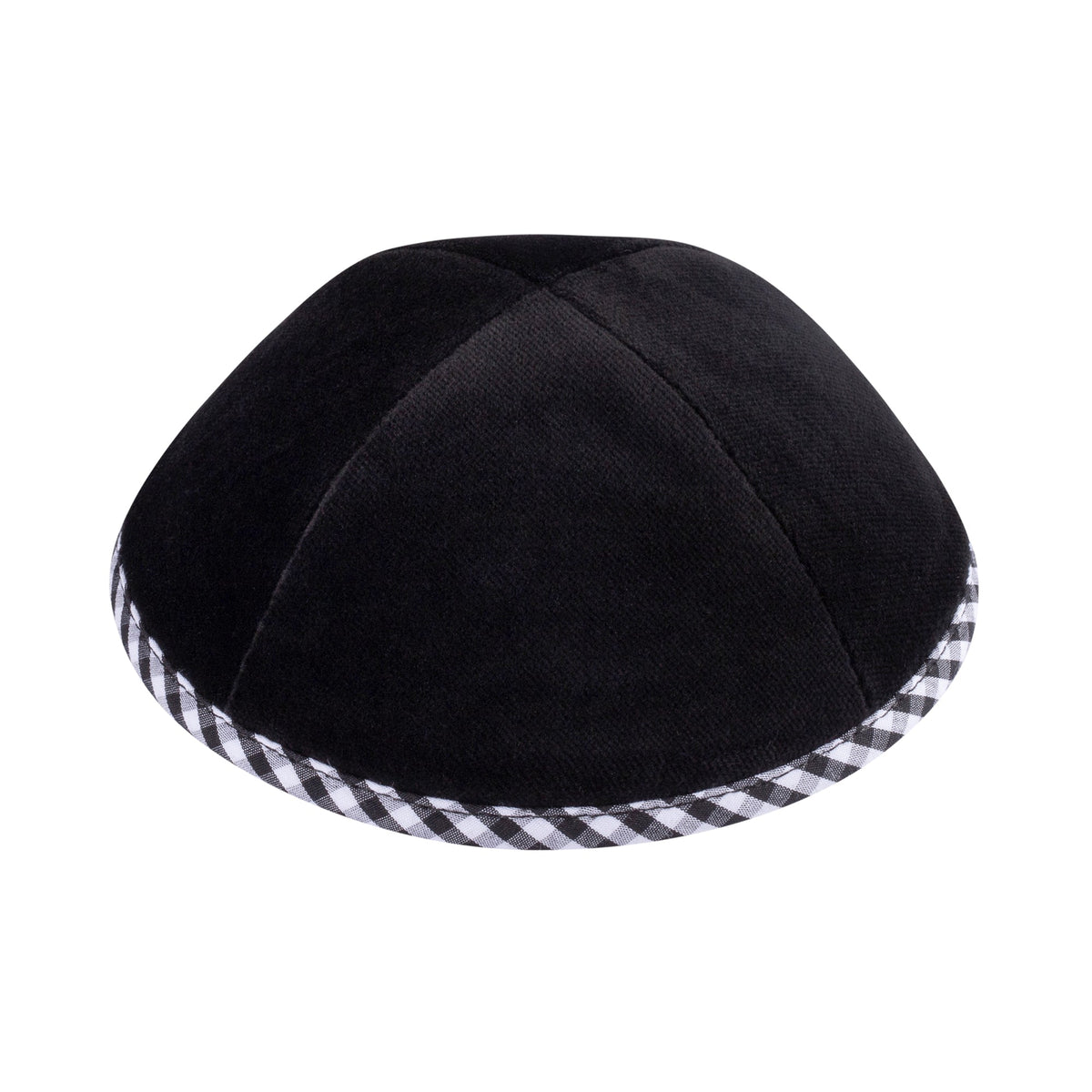 iKippah Black Velvet W/ Black & White Gingham Rim