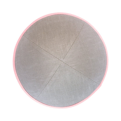 iKippah Light Gray Linen W/ Pink Rim