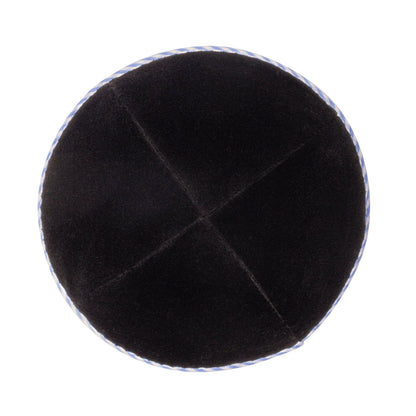 iKippah Black Velvet W/ Sky Blue Gingham Rim
