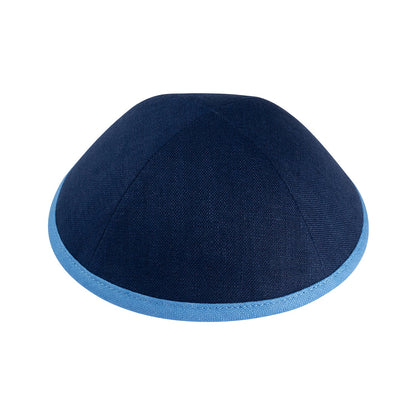 iKippah Navy Linen W/ Sky Blue Rim