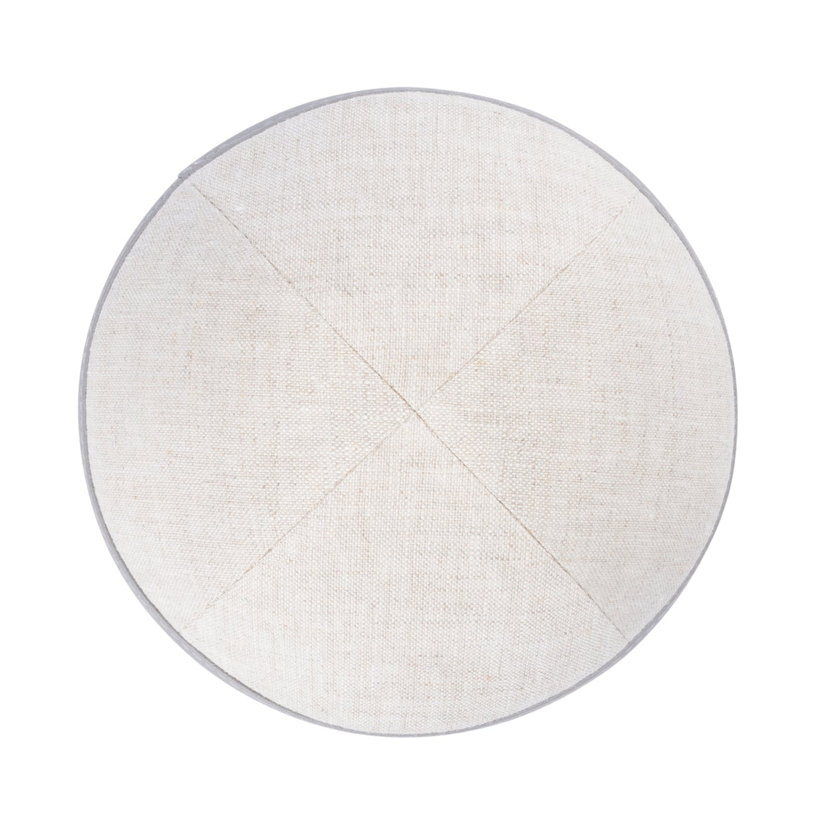 iKippah Tan Linen W/ Gray Leather Rim