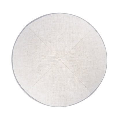 iKippah Tan Linen W/ Gray Leather Rim