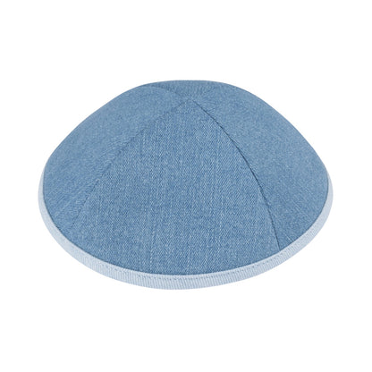 iKippah Light Blue Denim W/ Colorful Rim