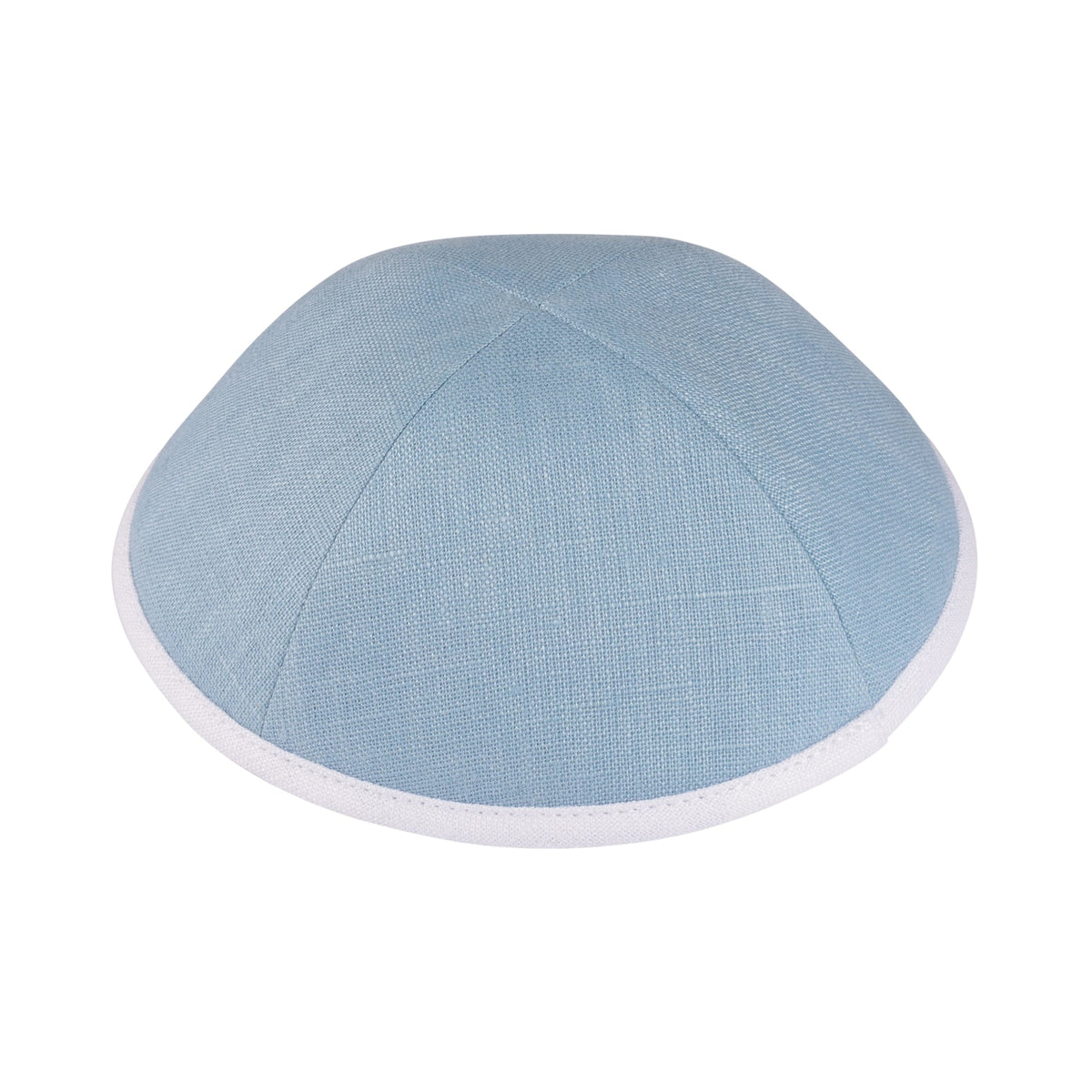 iKippah Light Blue Linen W/ White Rim