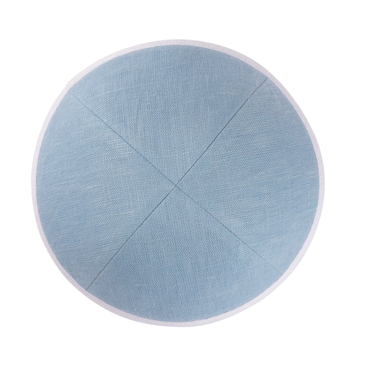 iKippah Light Blue Linen W/ White Rim