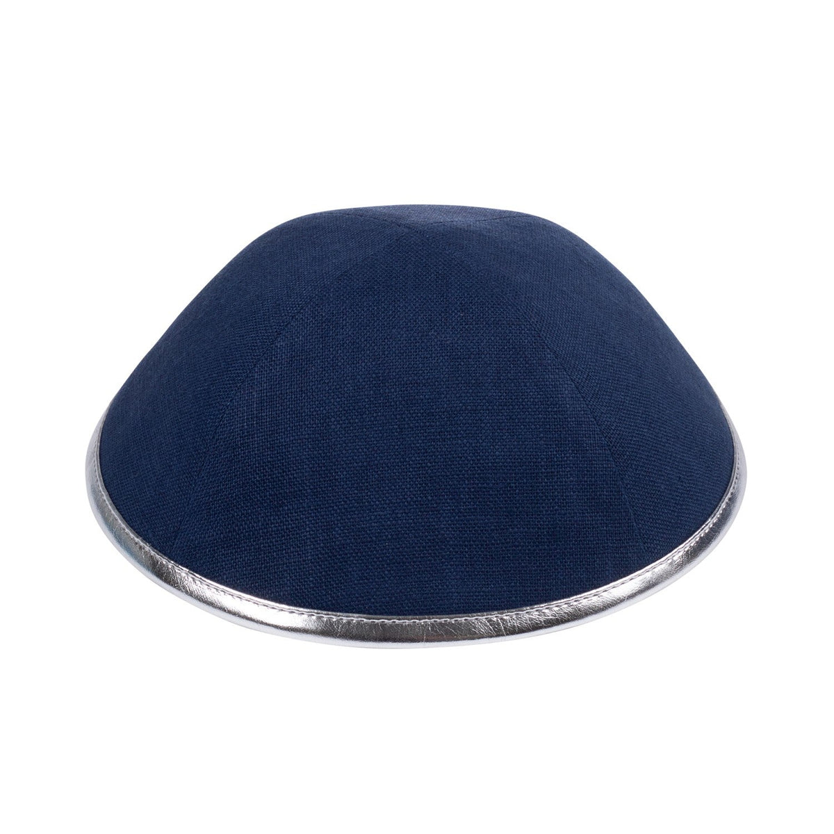 iKippah Navy Linen W/ Leather Rim