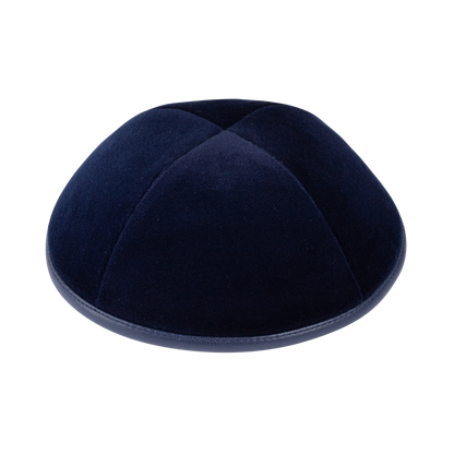 iKippah Navy Velvet W/ Leather Rim