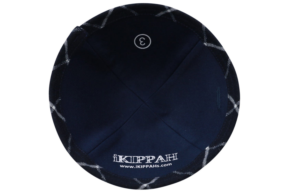 iKippah Navy Velvet W/ Plaid Rim